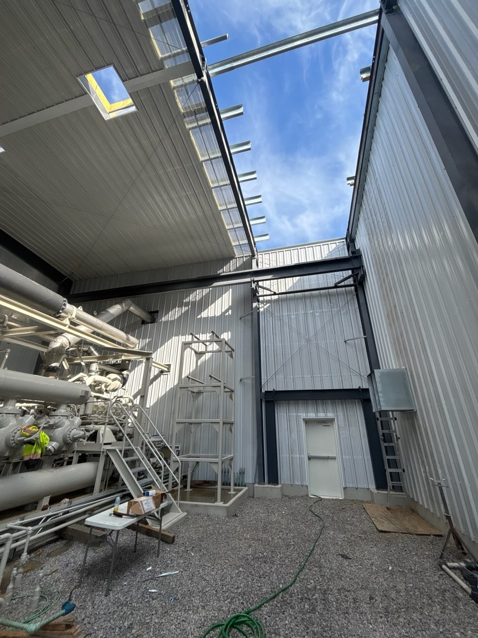 Partial roof view of microgrid building
